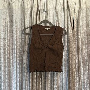 Madewell Chocolate Popcorn Knit V-Neck Tank Top